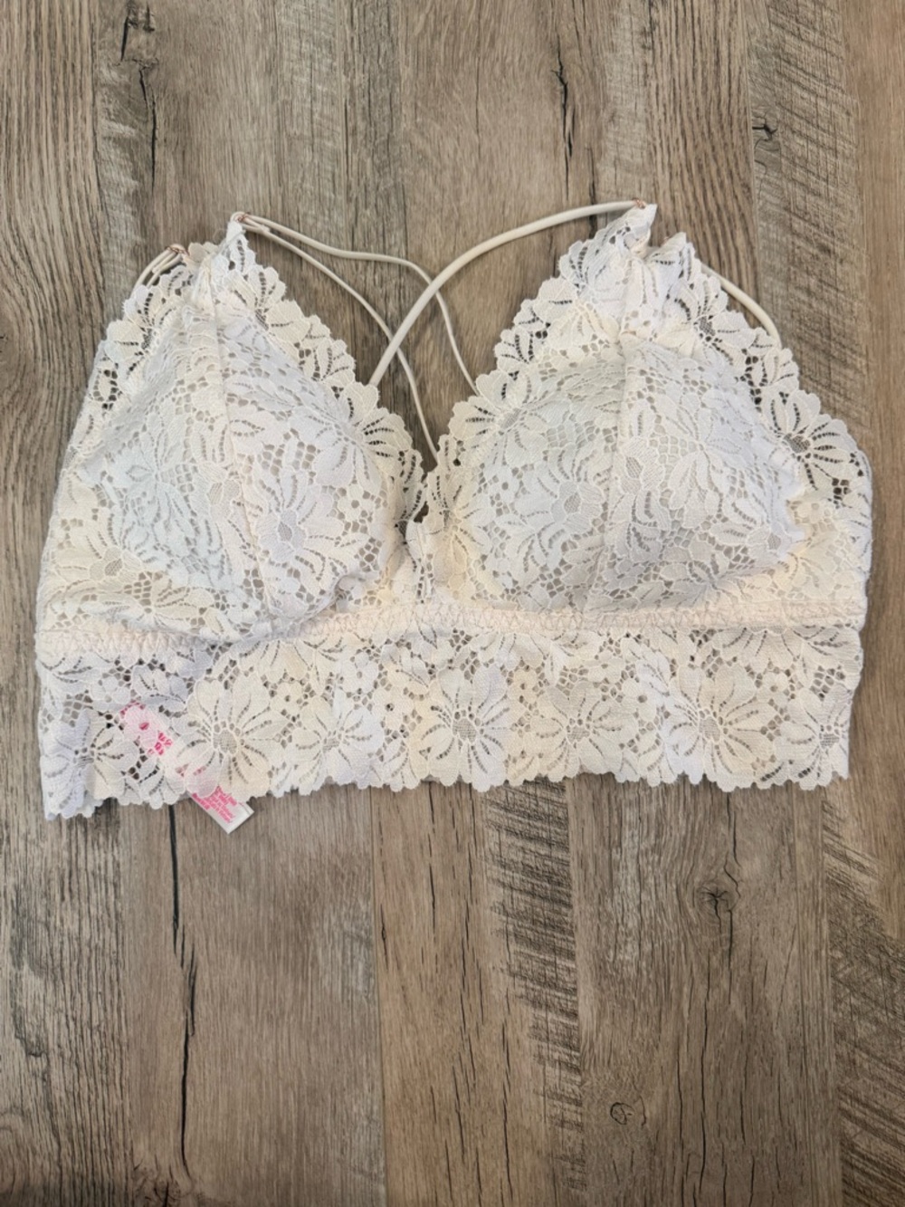 Victoria Secret/PINK Women's White Lace Bralette - Elegant Floral Design